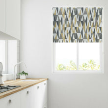 Load image into Gallery viewer, Grey & Ochre Abstract Triangle Thermal Blackout Roller Blind