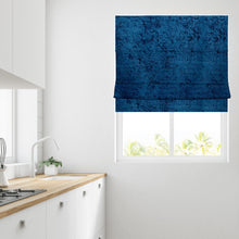 Load image into Gallery viewer, Velour Midnight Blue Fully Lined Roman Blind