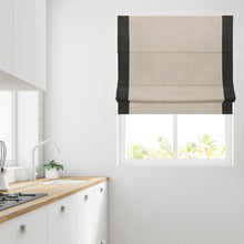 Load image into Gallery viewer, Ara Bordered  Natural &amp; Black Lined Roman Blind
