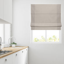 Load image into Gallery viewer, Ara Bordered Natural &amp; Taupe Lined Roman Blind
