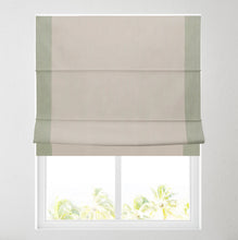 Load image into Gallery viewer, Ara Bordered Natural &amp; Sage Lined Roman Blind
