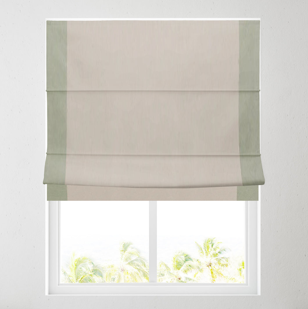 Ara Bordered Natural & Sage Lined Roman Blind