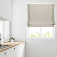 Load image into Gallery viewer, Ara Bordered Natural &amp; Sage Lined Roman Blind
