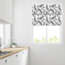 Load image into Gallery viewer, Black / White Palm Leaf Thermal Blackout Roller Blind
