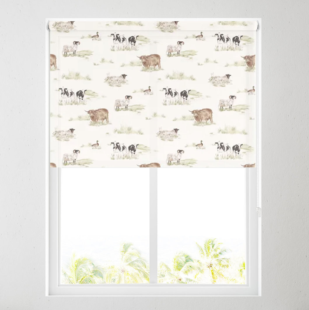 Cora Highland Cow Natural Daylight Roller Blind