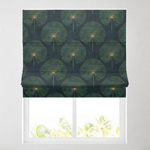Load image into Gallery viewer, Green Fan Leaf Lined Roman Blind
