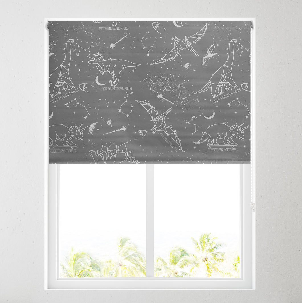 Grey Dinosaurs Thermal Blackout Roller Blind