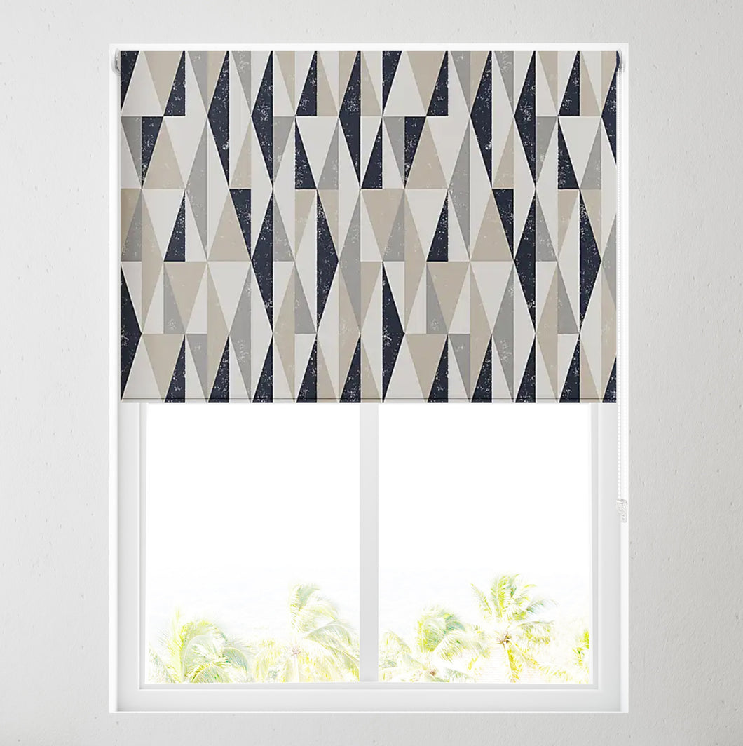 Navy Abstract Triangle Thermal Blackout Roller Blind