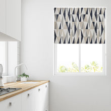 Load image into Gallery viewer, Navy Abstract Triangle Thermal Blackout Roller Blind
