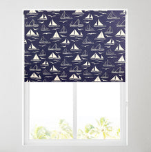 Load image into Gallery viewer, Boats Navy Thermal Blackout Roller Blind
