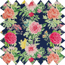 Load image into Gallery viewer, Multi Peony Navy Thermal Blackout Roller Blind
