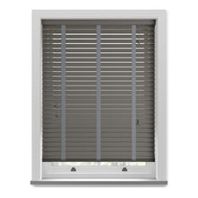 Load image into Gallery viewer, Raven Black Faux Wood Venetian Blind with Tapes
