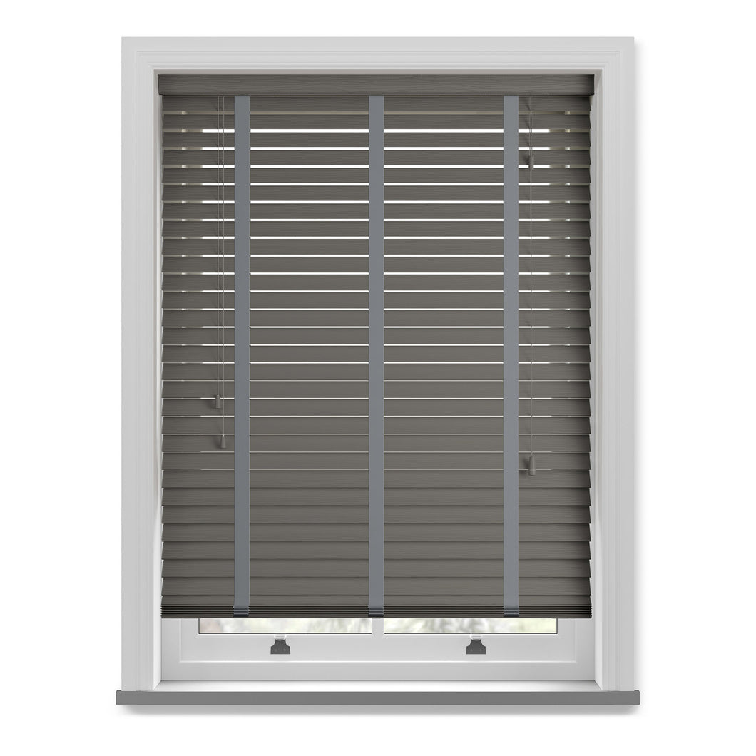 Raven Black Faux Wood Venetian Blind with Tapes