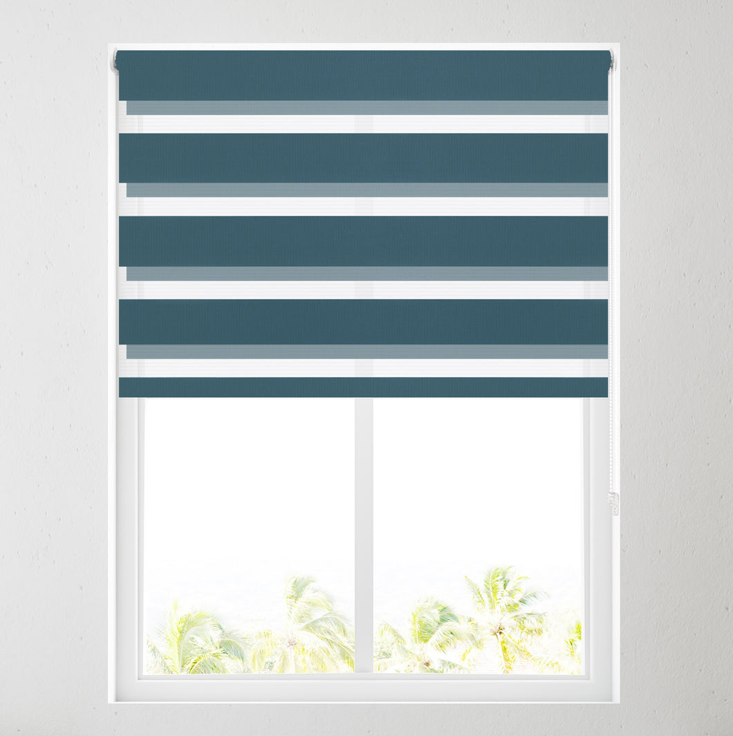 Teal Day and Night Roller Blind