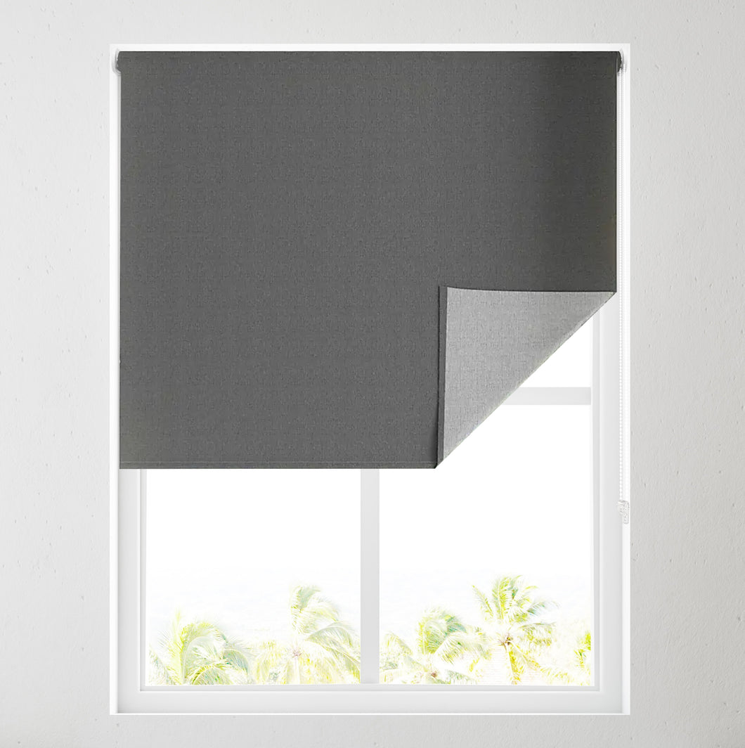 Reversible Textured Charcoal/Silver Blackout Roller Blind