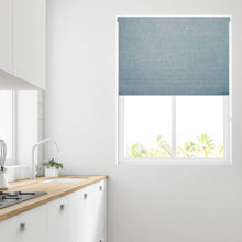 Load image into Gallery viewer, Venice Teal Textured Thermal Blackout Roller Blind
