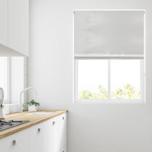 Load image into Gallery viewer, White Pom Pom Thermal Blackout Roller Blind

