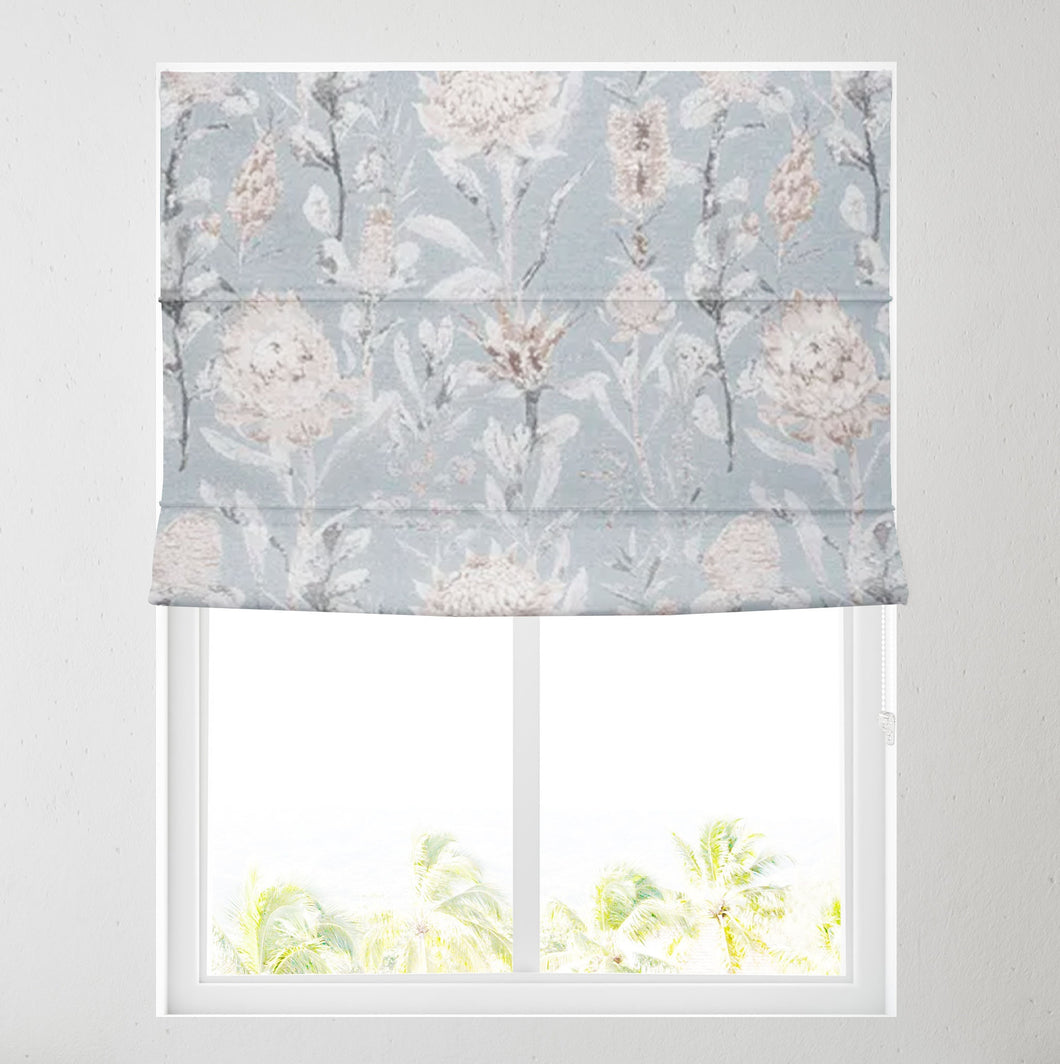 Cassie Blue Lined Roman Blind