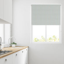 Load image into Gallery viewer, Leonard stripe Blue Thermal Blackout Roller Blind
