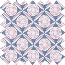 Load image into Gallery viewer, Navy Daisy Geometric Lined Roman Blind
