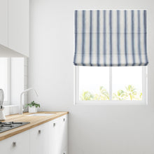 Load image into Gallery viewer, Navy Stripe Lined Roman Blind
