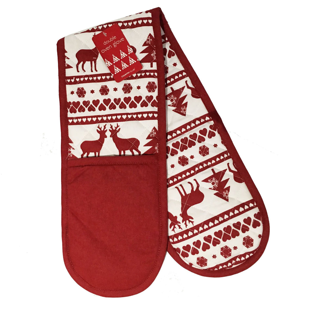 Christmas Stag - Luxury Padded Double Oven Glove by Country Club