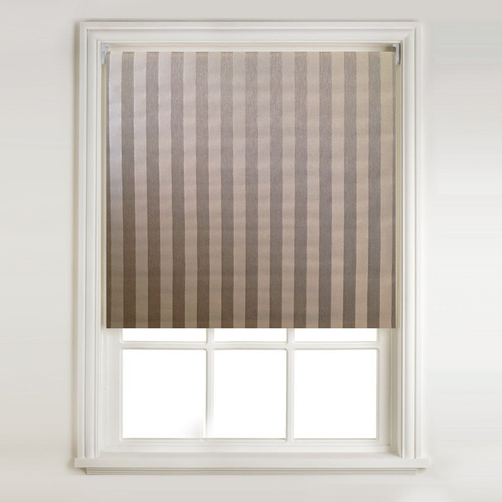 Biscuit Stripe Thermal Blackout Roller Blind & Metal Bracket Fittings