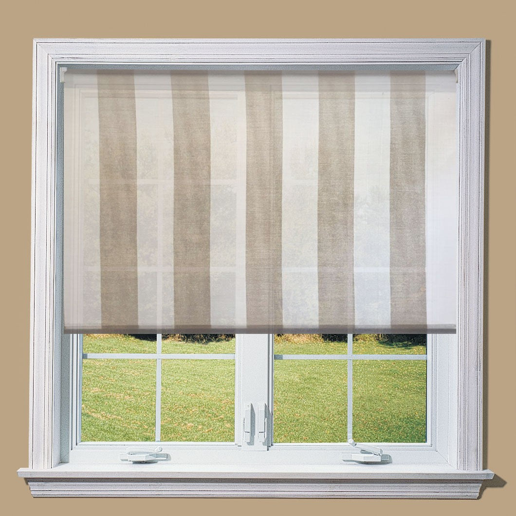 Natural Stripe Sheer Roller Blind & Metal Bracket Fittings