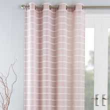 Load image into Gallery viewer, Antigua Blush Stripe Eyelet Voile Curtain Panel
