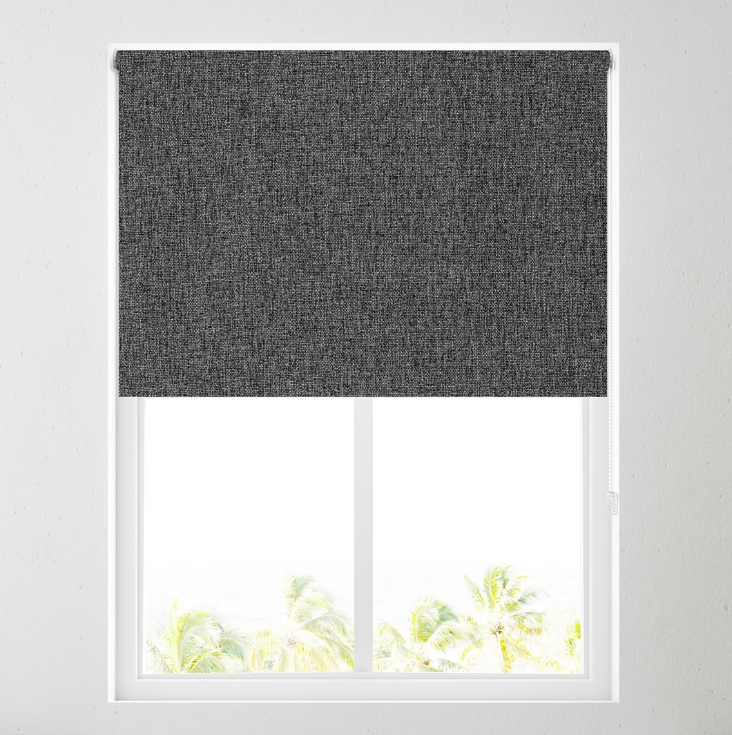 Ara Charcoal Textured Thermal Blackout Roller Blind