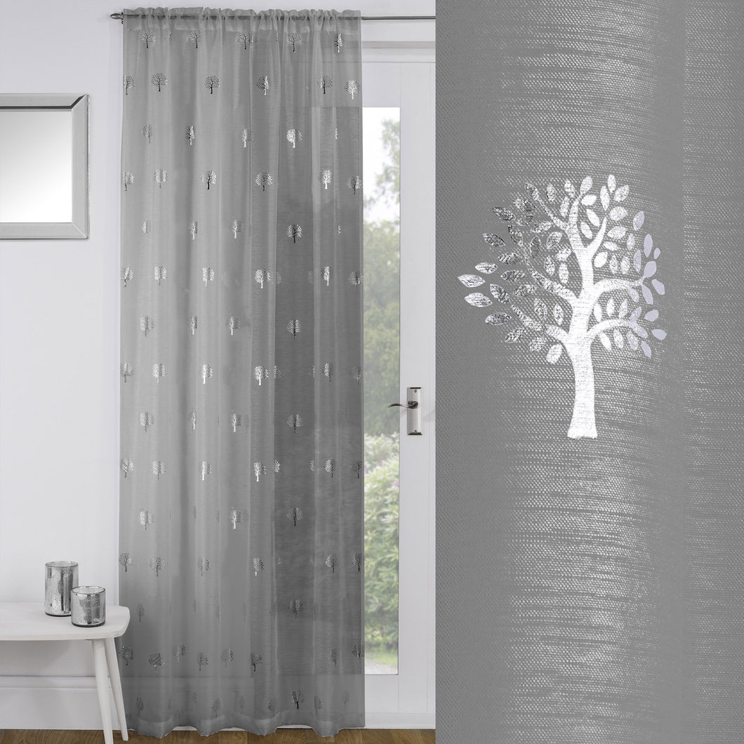 Birch Grey Voile Curtain Panel