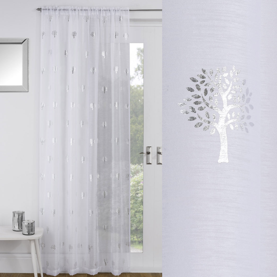 Birch White Voile Curtain Panel
