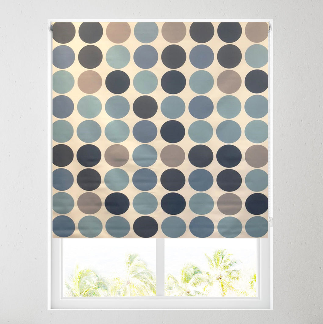 Circles Blue Thermal Blackout Roller Blind