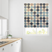 Load image into Gallery viewer, Circles Blue Thermal Blackout Roller Blind
