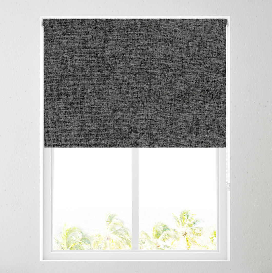 Charcoal Chenille Thermal Roller Blind