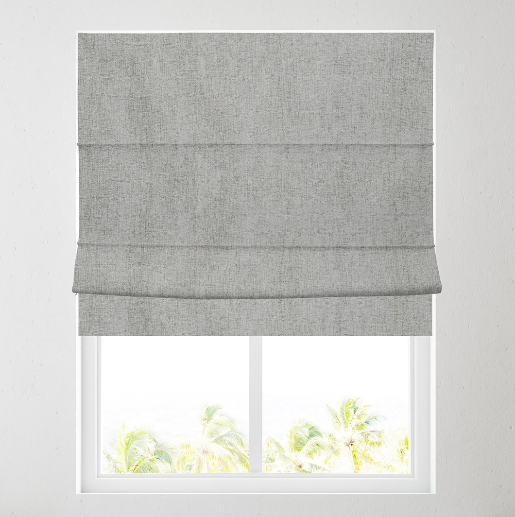 Silver Chenille Fully Lined Roman Blind
