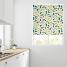 Load image into Gallery viewer, Green &amp; Teal Leaves Daylight Roller Blind

