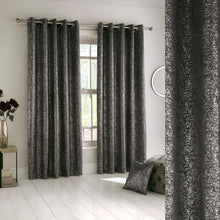 Load image into Gallery viewer, Halo Shimmer Charcoal Self Lined Curtains
