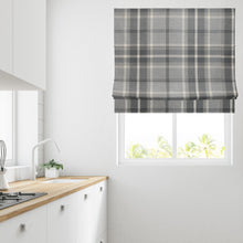 Load image into Gallery viewer, Tartan Check Grey Lined Roman Blind

