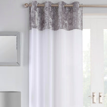 Load image into Gallery viewer, Liberty Silver Velvet Eyelet Voile Curtain Panel
