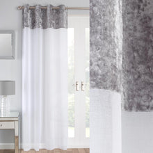 Load image into Gallery viewer, Liberty Silver Velvet Eyelet Voile Curtain Panel
