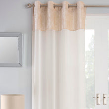 Load image into Gallery viewer, Liberty Natural Velvet Eyelet Voile Curtain Panel
