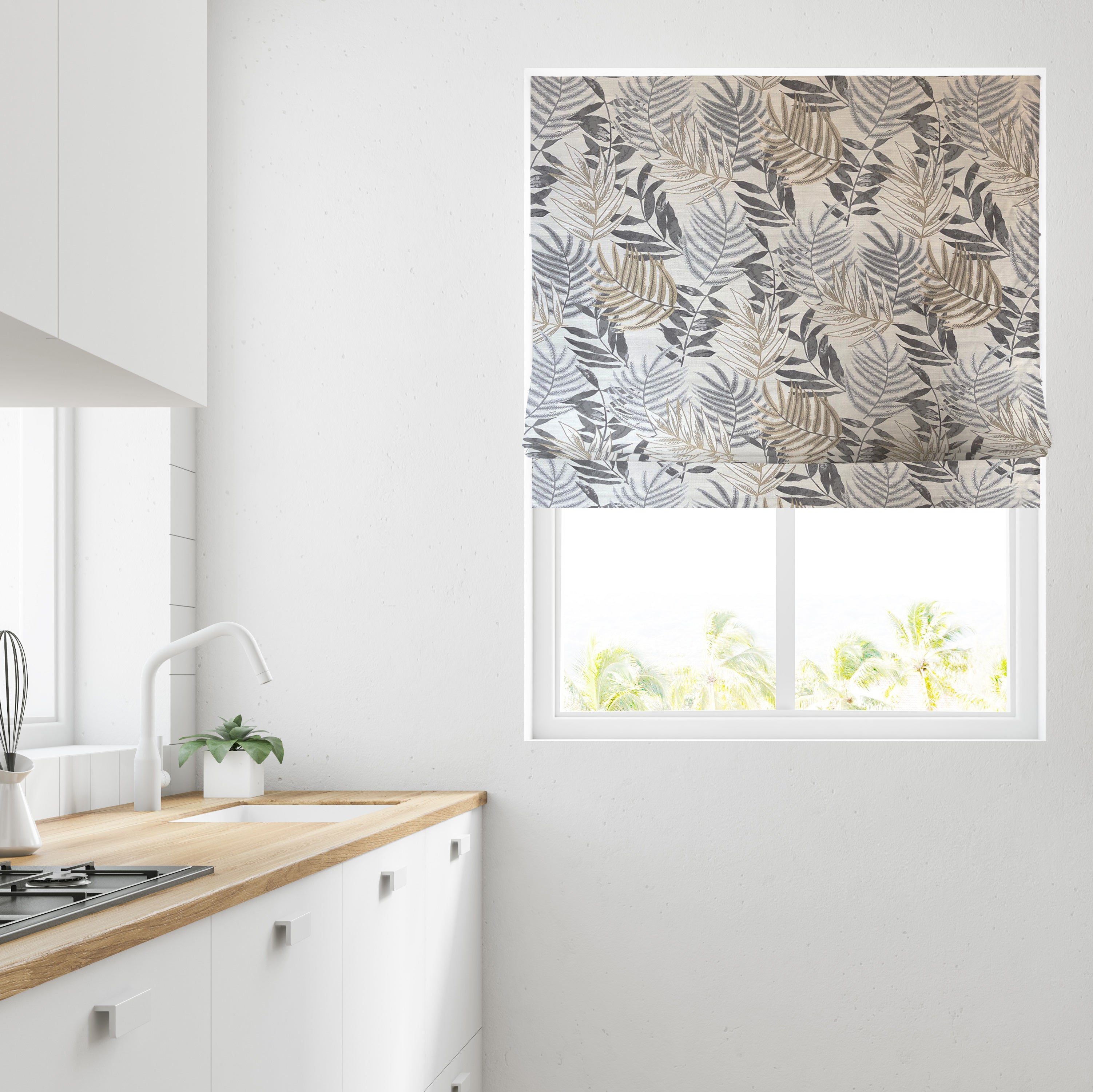 Forest Leaf Fully Lined Roman Blind