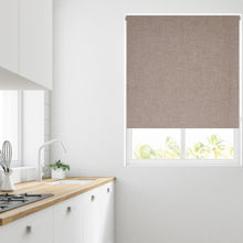Load image into Gallery viewer, Taupe Linen Thermal Blackout Roller Blind
