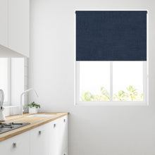Load image into Gallery viewer, Navy Linen Thermal Blackout Roller Blind
