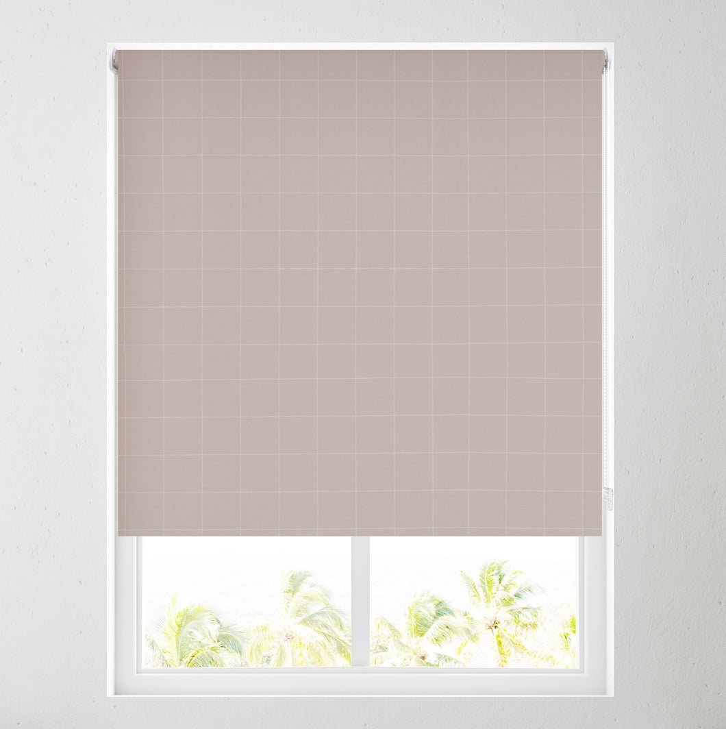 Ara Check Natural Thermal Blackout Roller Blind