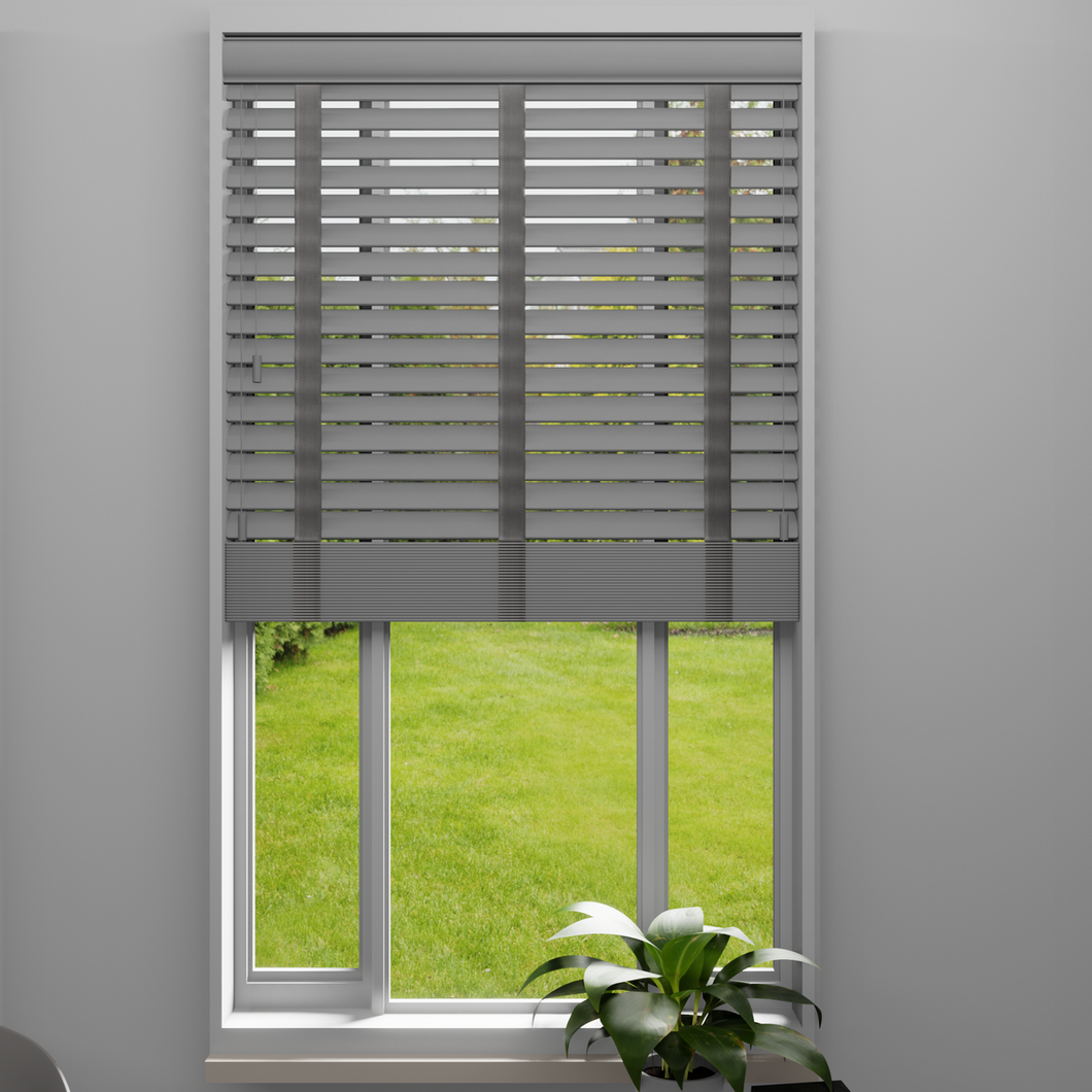 Mission Grey Fine Grain Faux Wood Venetian Blind with Tapes