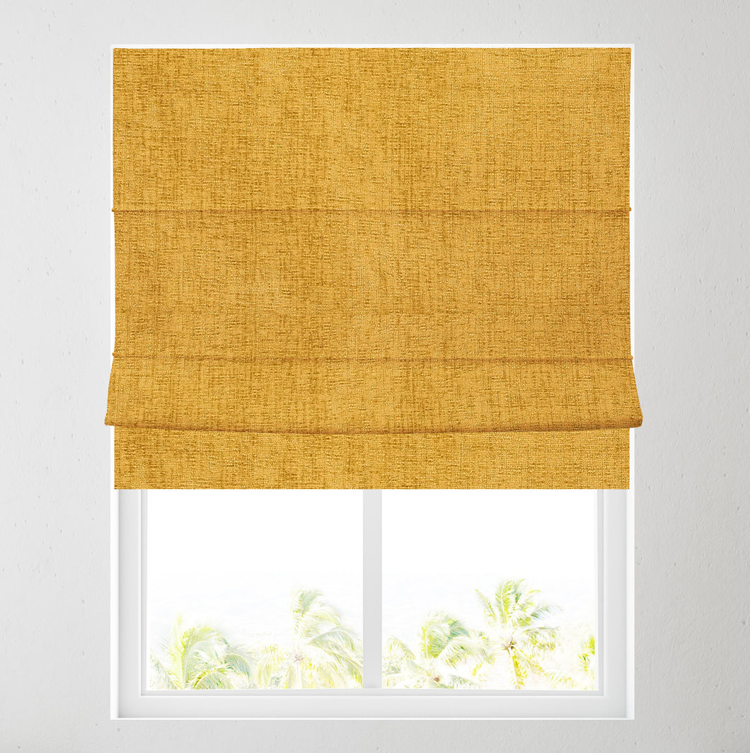 Ochre/Mustard Chenille Fully Lined Roman Blind