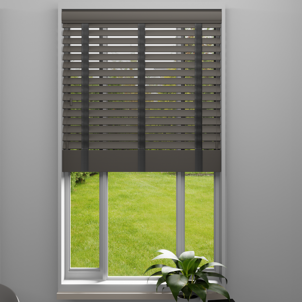 Orion Grey Faux Wood Venetian Blind with Tapes