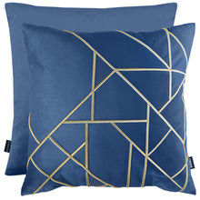 Load image into Gallery viewer, Linear Embroidered Velvet Cushion Navy

